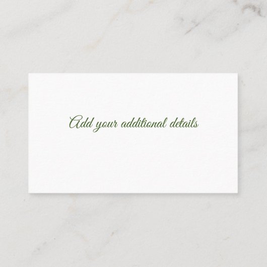 緑色ミニマルの名前アドレスの追加文字 名刺 (裏面)