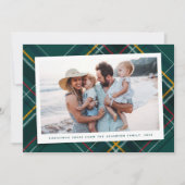 緑色メリーの格子模様の一枚写真のクリスマスモダン飾り シーズンカード (正面)