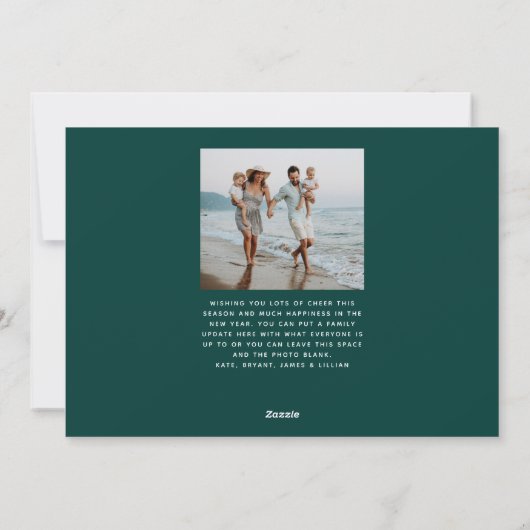 緑色メリーの格子模様の一枚写真のクリスマスモダン飾り シーズンカード (裏面)