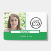 緑色モダンのブロック写真名タグ バッジ (正面)