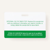 緑色モダンのブロック写真名タグ バッジ (裏面)