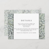 緑色モダンの多肉質 | ウェディングレセプション詳細 エンクロージャーカード (正面/裏面)