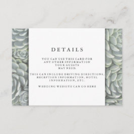 緑色モダンの多肉質 | ウェディングレセプション詳細 エンクロージャーカード