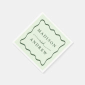 緑色モダンの波状の結婚枠 スタンダードカクテルナプキン (角)