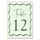 緑色モダンの波状の結婚枠 テーブルナンバー (正面)