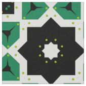 緑色モダンの白と黒の幾何学的パターン ファブリック (クローズアップ)