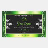 緑色モダンの目を見張る製品ラベル宝石ブラック 長方形シール (正面)