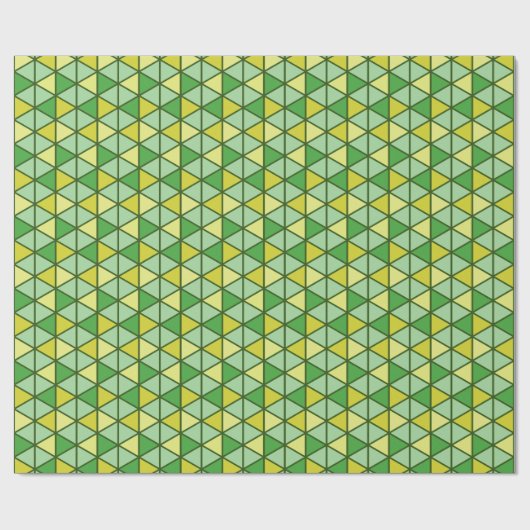 緑色モダンの黄色い三角形の幾何学的パターン ラッピングペーパー (フラット)