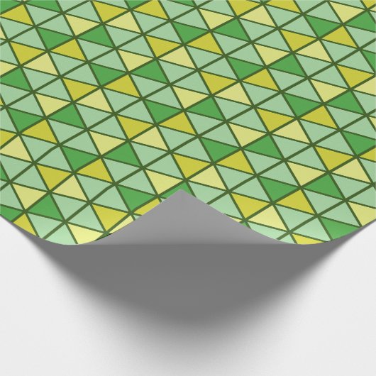 緑色モダンの黄色い三角形の幾何学的パターン ラッピングペーパー (角)