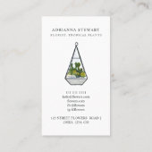 緑色モダン水彩サボテンテリウム花鳥 名刺 (裏面)