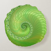 緑色モダン緩和曲線フラクタル ラウンドクッション (裏面)