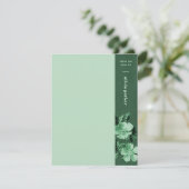 緑色モノクロ開花フローラ文房具カード (スタンド正面)