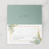 緑色ユーカリ結婚プトゥス プレイスカード (外部開封)