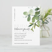 緑色ユーカリ茎葉水彩ブライダルシャワー 案内状 (スタンド正面)