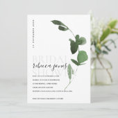 緑色ユーカリ茎葉水彩ブライダルシャワー 案内状 (スタンド正面)