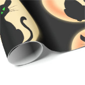 緑色不気味の目を持つ黒猫 ラッピングペーパー (ロールコーナー)