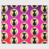 緑色不気味の目を持つ黒猫 ラッピングペーパー (フラット)