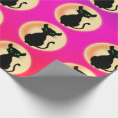 緑色不気味の目を持つ黒猫 ラッピングペーパー (角)