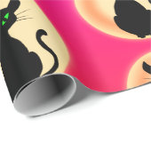 緑色不気味の目を持つ黒猫 ラッピングペーパー (ロールコーナー)