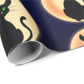 緑色不気味の目を持つ黒猫 ラッピングペーパー (ロールコーナー)