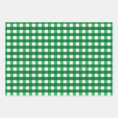 緑色伝統的の白いギンガム格子模様 ラッピングペーパーシート (正面2)