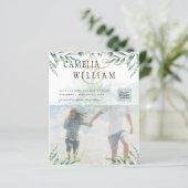 緑色写真結婚式招待状ユーカリ (スタンド正面)
