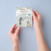 緑色写真結婚式招待状ユーカリ チラシ (手)