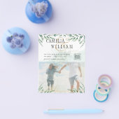 緑色写真結婚式招待状ユーカリ チラシ (シングル)