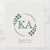 緑色及びモノグラム飲食品ラベルセット ワインラベル (シングルラベル)