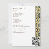 緑色地中海のの黄色い結婚タイル 招待状 (裏面)