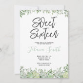 緑色多肉性Sweet sixteen誕生日 招待状 (正面)