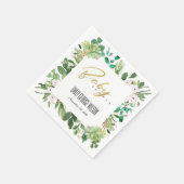 緑色多肉茎水彩赤ちゃんシャワー スタンダードカクテルナプキン (角)