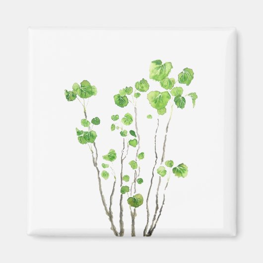 緑色屋内植物の水色 マグネット (正面)