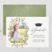 緑色幾何学卒業 案内状 (正面/裏面)