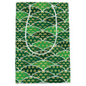 緑色日本のの伝統的な吉祥模様 ミディアムペーパーバッグ (正面)