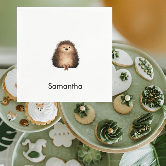緑色昇華ウッドランドヘッジホッグベイビーシャワー スタンダードカクテルナプキン