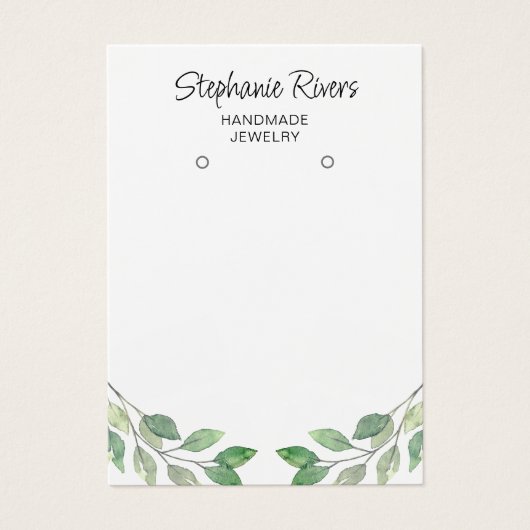 緑色書道イヤリングジュエリー表示カード (正面)