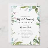 緑色書道ブライダルシャワー茶パーティー 招待状 (正面)
