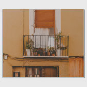 緑色植物付き茶色木枠 ラッピングペーパー (フラット)