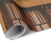 緑色植物付き茶色木枠 ラッピングペーパー (ロールコーナー)