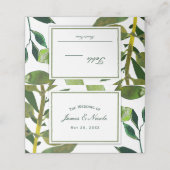 緑色植物性ガラス植物葉のテーブル席 プレイスカード (外部開封)