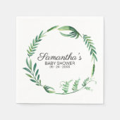 緑色植物水彩リースベビーシャワー スタンダードカクテルナプキン (正面)