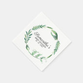 緑色植物水彩リースベビーシャワー スタンダードカクテルナプキン (角)