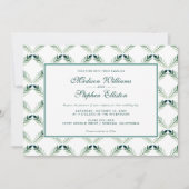緑色植物水彩模様 – 結婚s 招待状 (正面)