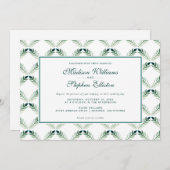 緑色植物水彩模様 – 結婚s 招待状 (正面/裏面)