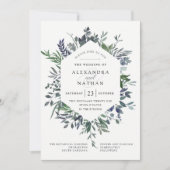 緑色水彩フレーム | 結婚s 招待状 (正面)