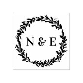 緑色水彩リースイニシャルスタンプ ラバースタンプ (インプリント)