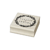 緑色水彩リースイニシャルスタンプ ラバースタンプ (スタンプ)