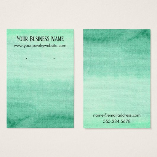緑色水色イヤリンググラデーションホルダー表示カード (正面&裏面)