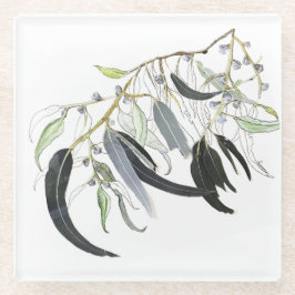 緑色淡い色ののゴムの葉の色 ガラスコースター